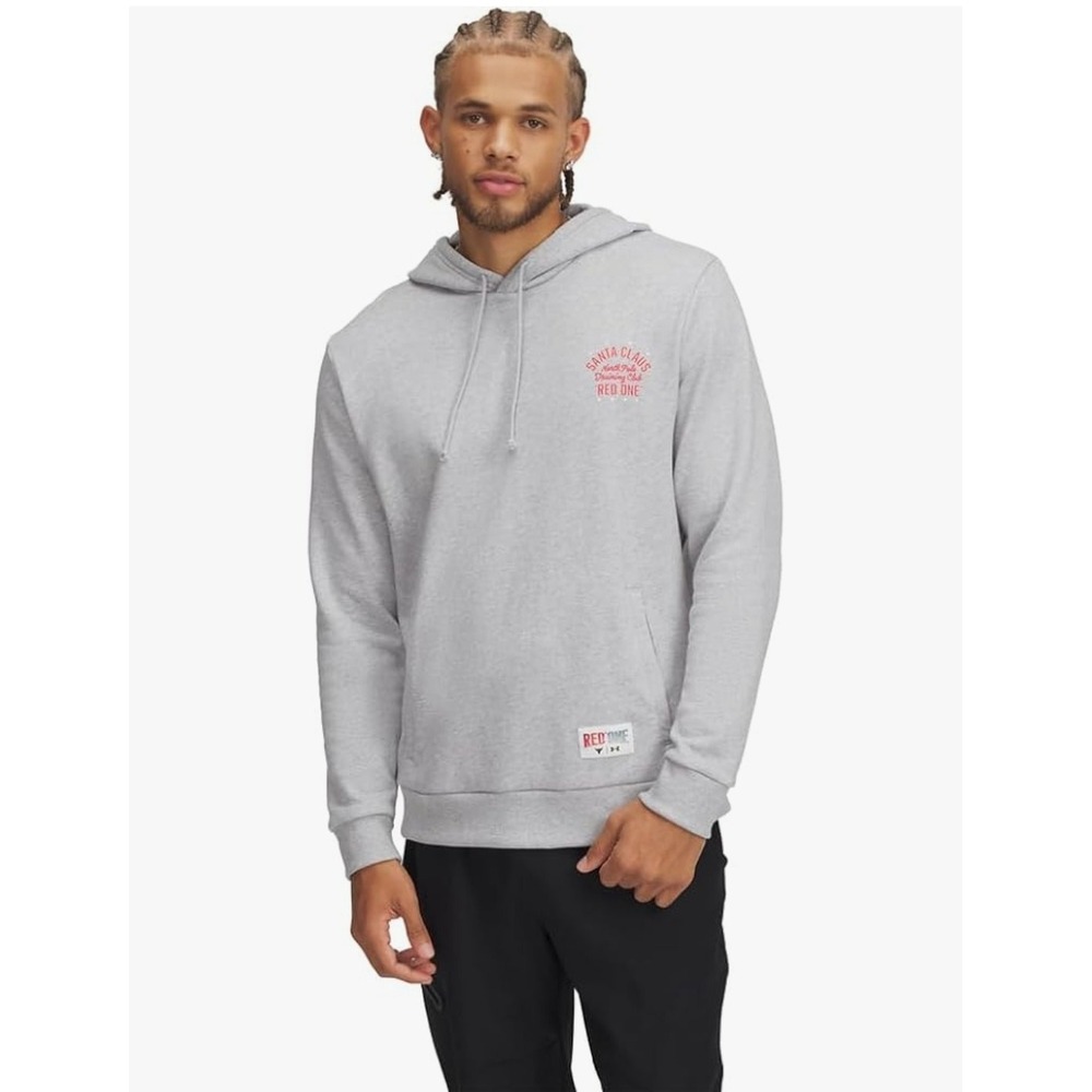 Under Armour Project Rock Santa Claus Red One Hoodie Mens XL Pullover Gray NWT